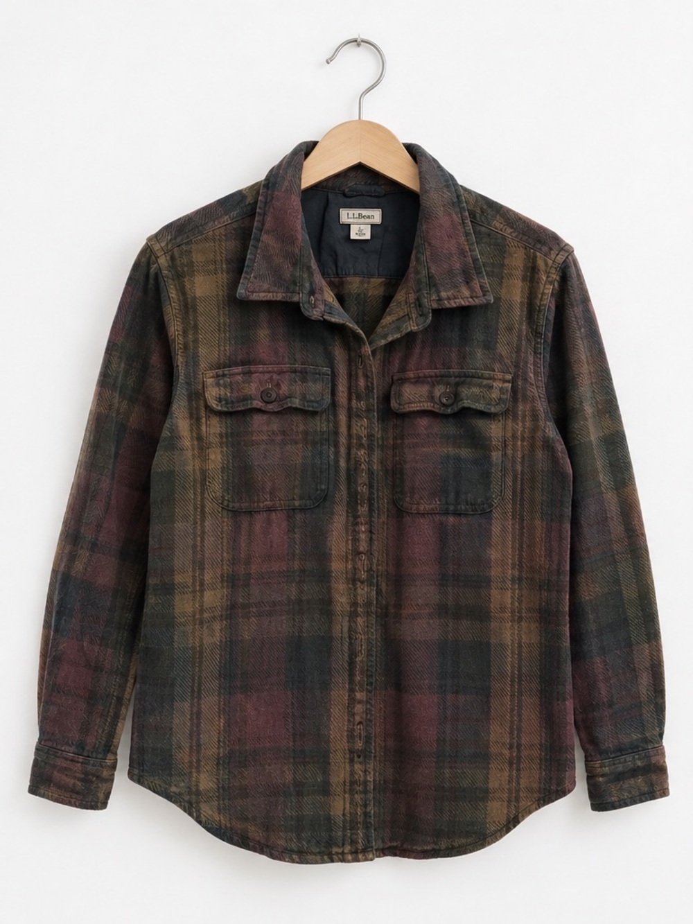 L.L. Bean Women's 100% Cotton Plaid Shirt Jacket